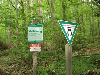 Salzgitter-Bad, Waldeingang Wanderweg 11 bei der Zufahrt zum MTV Sportgelände