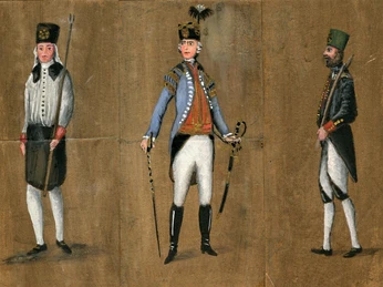 6-KSC-SBM-Hüttenmann, hoher Bergbeamter und Bergmann im Habit_um 1800.jpg