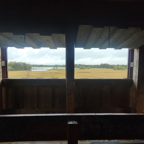 Das Innere des Aussichtsturm Ilkerbruch im Vogelschutzgebiet Barnbruch