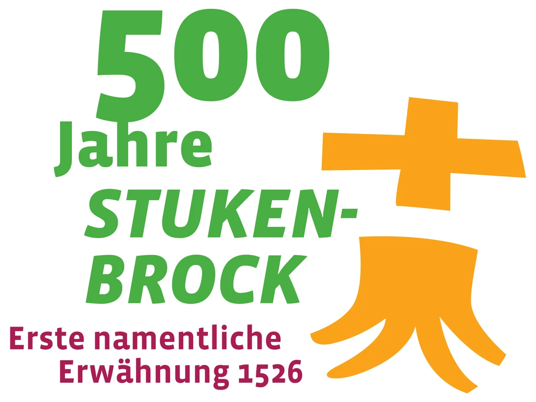 ortsgemeinschaft-stukenbrock-500_logo-2.jpg Logo mit grünem Schriftzug „500 Jahre Stukenbrock“, orangefarbenem Symbol und rotem Text „1526“.
