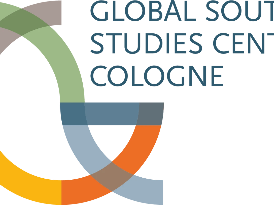 Global South Studies Center Köln Logo: Buntes, verschachteltes Kreismuster mit Schriftzug.Global South Studies Center Cologne Logo: Colorful, nested circle pattern with lettering.