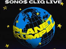 Bunte Illustration eines Planeten mit gelbem Text "Planet Kumpel" und Sternen im Hintergrund.