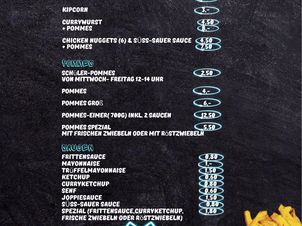 Speisekarte Snackbox Fries&Eis Speisekarte Snackbox Fries&Eis