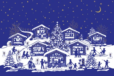 Kambly Weihnachtsmarkt Scherenschnitt Key Visual