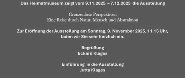 Einladung.jpg Einladung zur Kunstausstellung im Heimatmuseum mit Eröffnungsdaten und Namen der Redner.