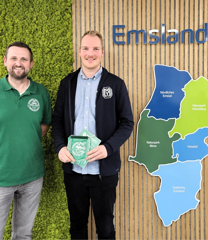 Podcast emsland.entspannt – Jan Schwiertz (Werderfreunde Emsland Süd) und Florian Egbers (SV Meppen 1912) ©Emsland Tourismus GmbH .jpg