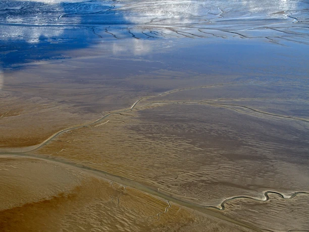 Wadden landscape with tidal flats in the Lower Saxon Wadden Sea National Park Wadden landscape with tidal flats in the Lower Saxony Wadden Sea National Park