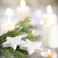 Christmas,Scene,,Candles,With,Christmas,Decor. Christmas,Scene,,Candles,With,Christmas,Decor.
