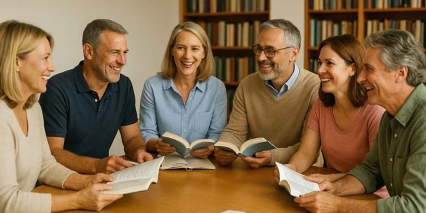 Gruppen-Kurs-Institut+-2-Bild-Mittel.jpeg Gruppe Erwachsener am runden Tisch mit Büchern