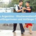 Tango Argentino - Wochenendworkshop für Anfängerinnen und Anfänger Teil I Ein Paar tanzt konzentriert Tango Argentino im Freien vor der Volkshochschule Meppen.