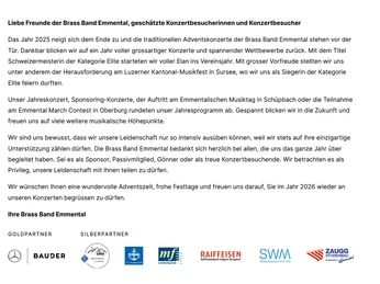 BBE Adventskonzert 2025 Programm