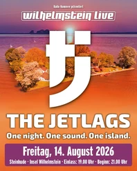 The_Jetlags.jpg Plakat für das Konzert „The Jetlags“ auf der Insel Wilhelmstein am 14. August 2026 bei Sonnenuntergang.