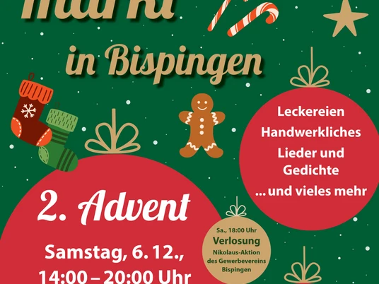 Weihnachtsmarkt Plakat.png Plakat zum Weihnachtsmarkt in Bispingen mit Terminen, Programm und festlichen Grafikelementen.Poster for the Christmas market in Bispingen with dates, program and festive graphic elements.Plakat for julemarkedet i Bispingen med datoer, program og festlige grafiske elementer.Affiche voor de kerstmarkt in Bispingen met data, programma en feestelijke grafische elementen.