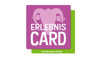 erlebniscard-lueneburger-heide Logo der ErlebnisCard Lüneburger Heide mit Heidschnuckenmotiv in Rosa und grünem Hintergrund.