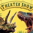 3444.jpg Werbeplakat zur Dinosaurier-Theatershow mit zwei Dinosauriern, Terminen und Veranstaltungsdetails.