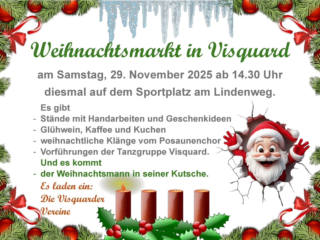 Weihnachtsmarkt in Visquard Zu sehen ist das Plakat zum Weihnachtsmarkt in Visquard