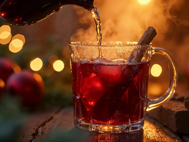 Heiß dampfender Glühwein