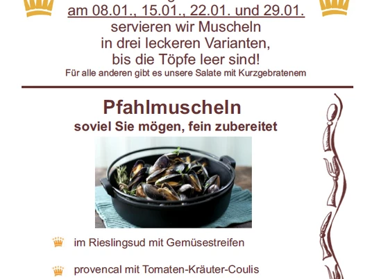 Plakat vom Muscheltag im Gasthaus zur Krone in Mösbach