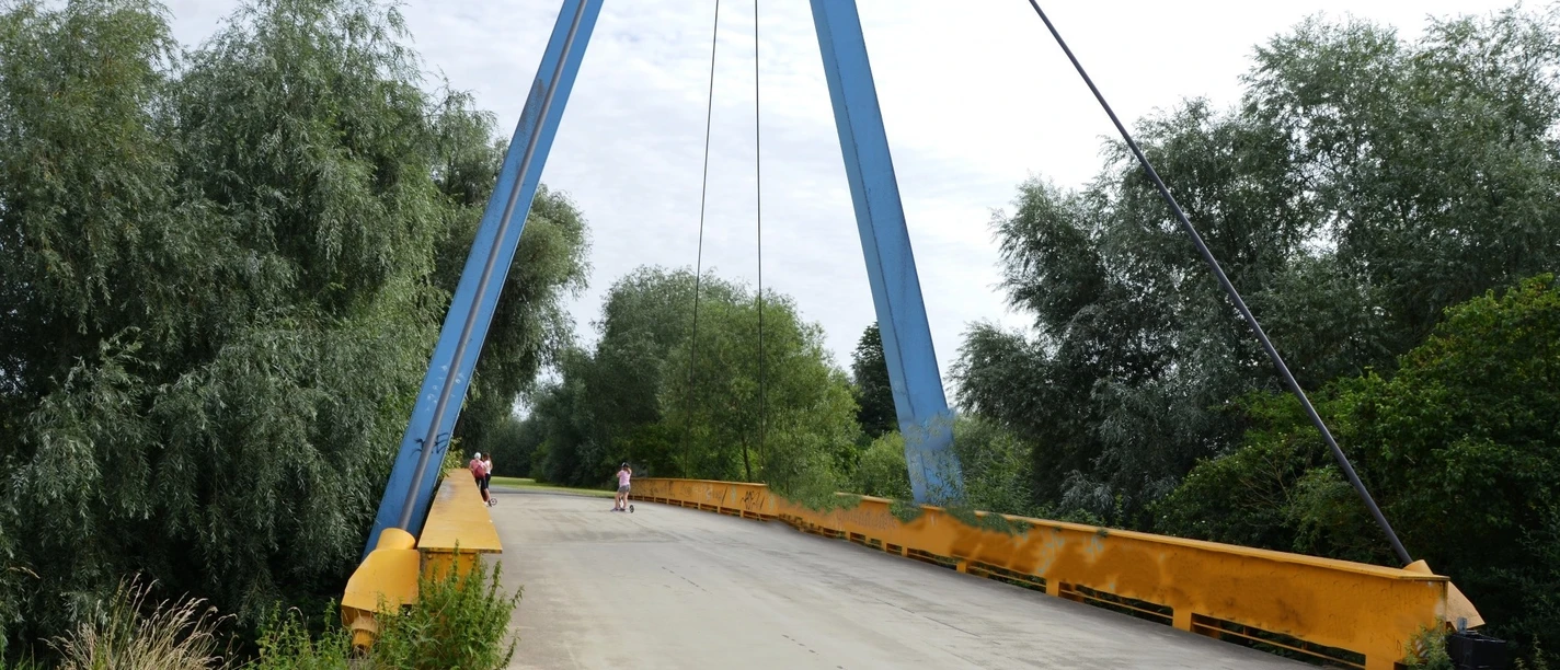 Pylonenbrücke zur Insel im Salzgittersee