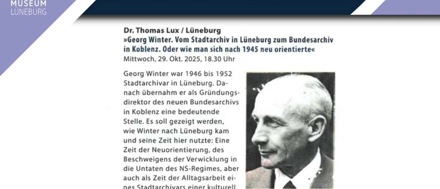 Vortrag über Georg Winter und das Stadtarchiv Lüneburg