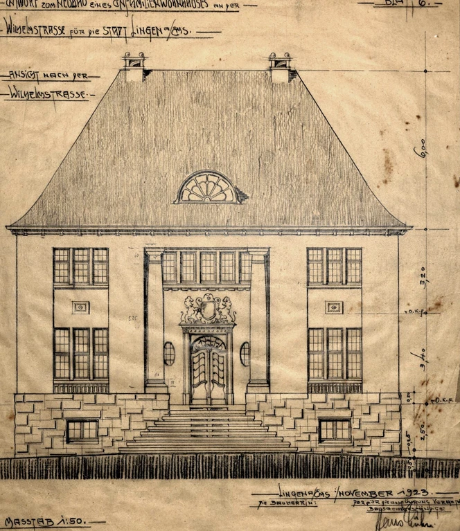 Entwurf der Außenansicht von Hans Lühn (November 1923) © Stadtarchiv Lingen.jpg