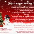 IMG_0667.jpeg Geschmückter Weihnachtsbaum mit Geschenken und Schneemann vor rotem Hintergrund mit Text zur Veranstaltung.
