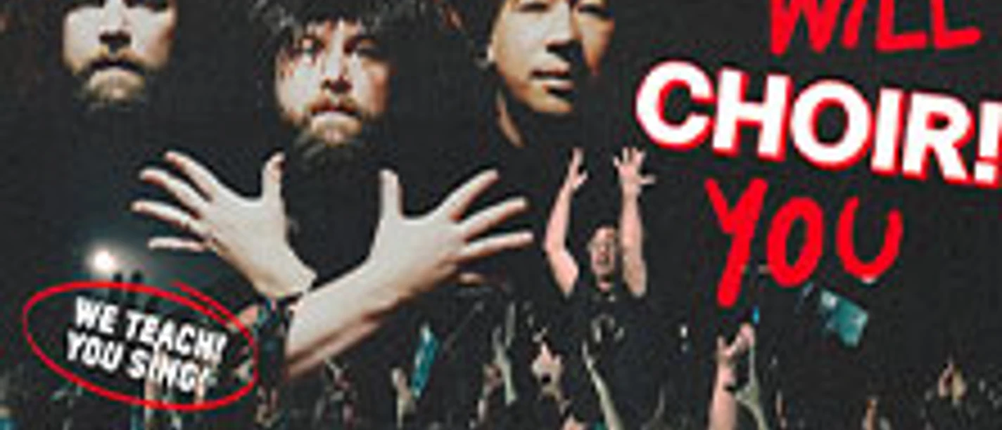 Porträt von Mitgliedern des Chors "Choir! Choir! Choir!" mit dem Slogan "We Will Choir You".