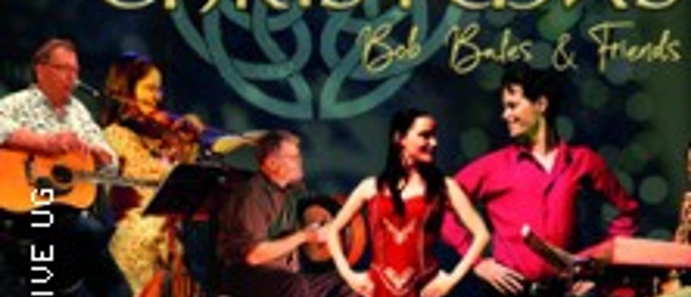 Plakat für "Irish Christmas" mit Musik, Geschichten und Tanz aus Irland. Musiker und Tänzer*innen.