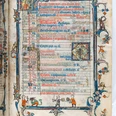 Psalter-Brevier, Nordostfrankreich, nach 1297, Museum Schnütgen Mittelalterliche Handschrift mit kunstvoll verzierten Initialen und Randmalereien.Medieval manuscript with elaborately decorated initials and marginal paintings.