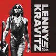 Lenny Kravitz mit Gitarre vor rotem Hintergrund, Schriftzug "Lenny Kravitz Live 2026".