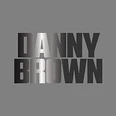 Graues Logo mit großem schwarzen Schriftzug "Danny Brown" auf grauem Hintergrund.