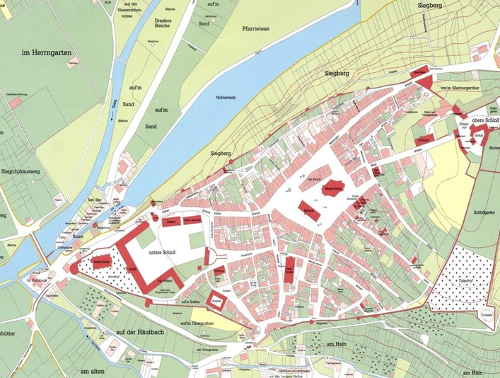 Siegen auf dem Siegberg, die Unterstadt existierte noch nicht