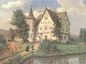 Schloss Junkernhees 1885 nach einem Aquarell von Jacob Scheiner