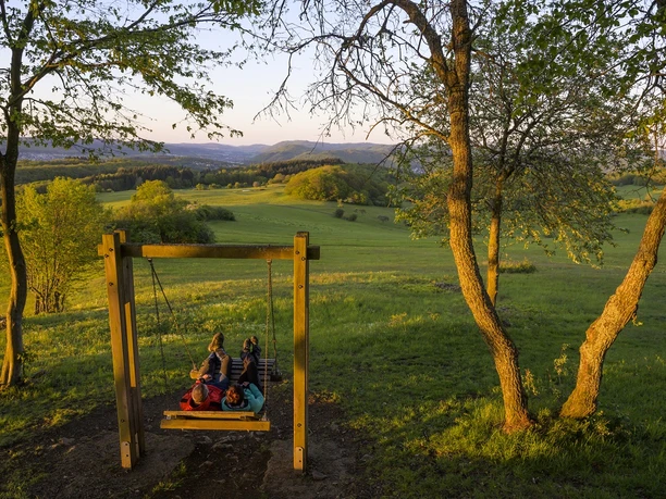 Waldschaukel auf dem Kornberg mit Ausblick in die Landschaft