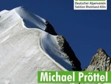 Verschneite Bergkuppe mit Logo des Deutschen Alpenvereins und Text "Michael Pröttel".