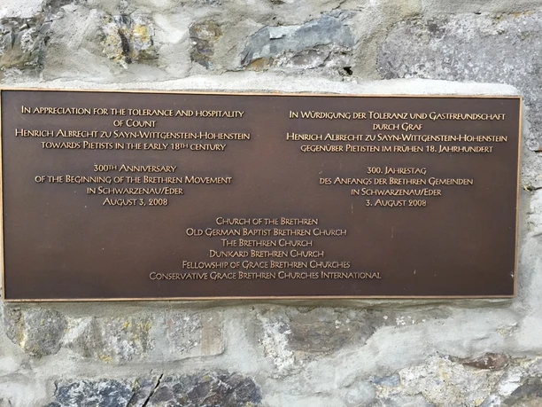 Gedenktafel Taufstelle Schwarzenau "Church of Brethren"