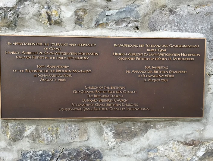 Gedenktafel Taufstelle Schwarzenau "Church of Brethren"