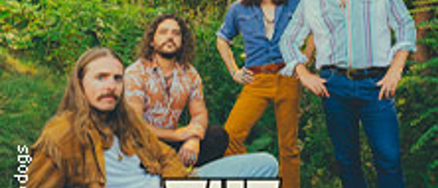 Vier Mitglieder der Band The Sheepdogs posieren im Grünen für ein Live-Event 2026.