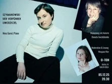 Kollage mit Porträts von Musikern vor schwarzem Hintergrund. Veranstaltung im O-Ton-Studio.