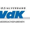 VdK Logo.png Logo des Sozialverbands VdK Niedersachsen-Bremen mit blauer Schrift und grauem Querbalken
