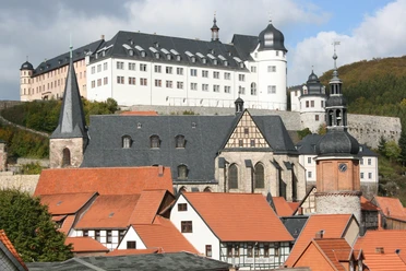 Blick auf die Kirche und das Schloss Stolberg