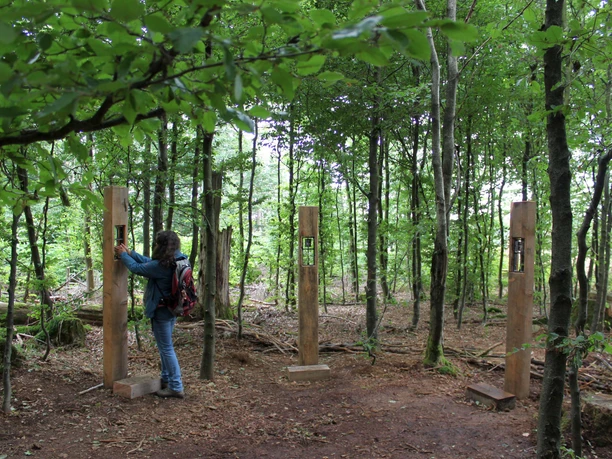 Naturmythenpfad Wolfstation Drehelemente Gut-Böse-Wolf-Mensch