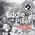 Eddie Piller Eddie Piller sitzt entspannt auf einem Motorroller. Das Plakat wirbt für dessen Lesung in Köln im Rahmen des Cologne Soul Weekender wirbt.Eddie Piller sits relaxed on a scooter. The poster advertises his reading in Cologne as part of the Cologne Soul Weekender.