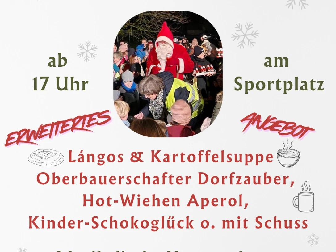 Nikolausfeier 2025 Flyer zur Nikolausfeier am 6. Dezember mit Bild des Nikolaus in rotem Mantel und Menschenmenge.