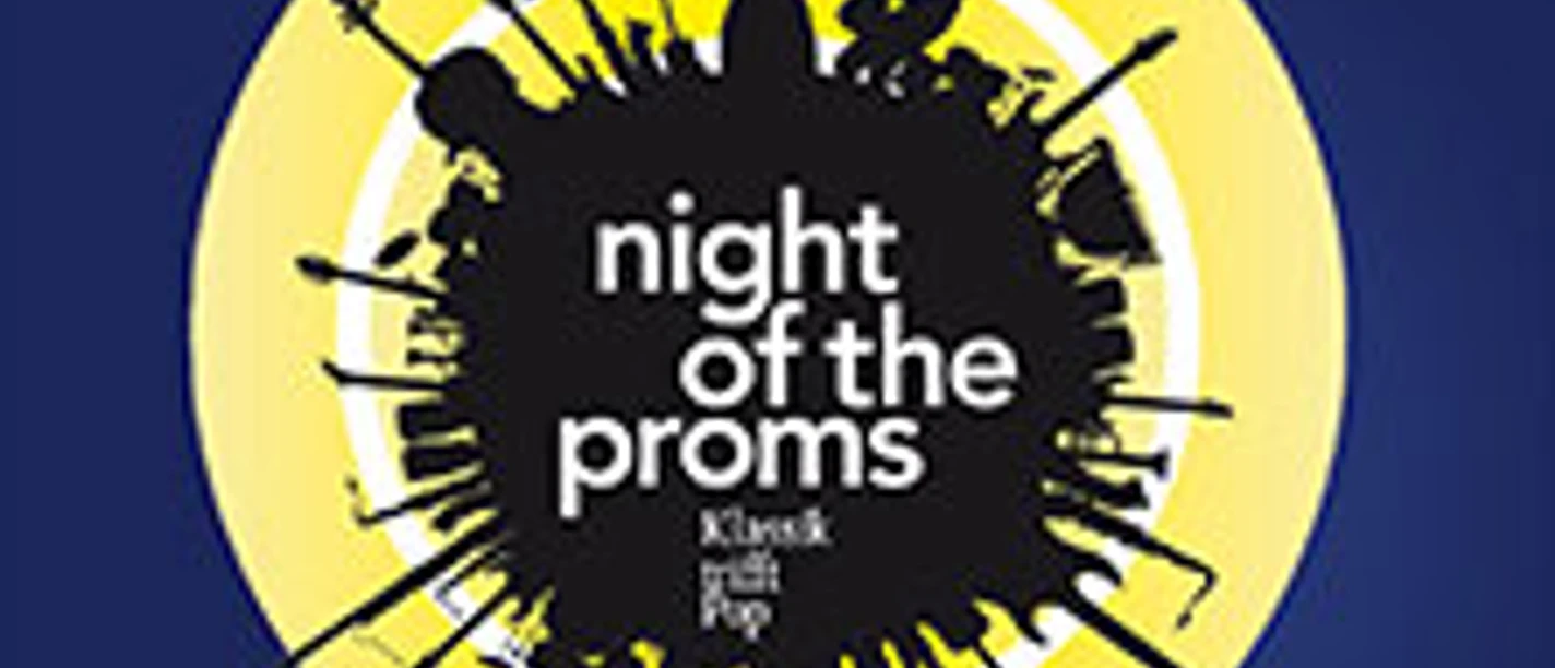 Logo der Night of the Proms mit Musiker-Silhouetten auf gelbem Kreis