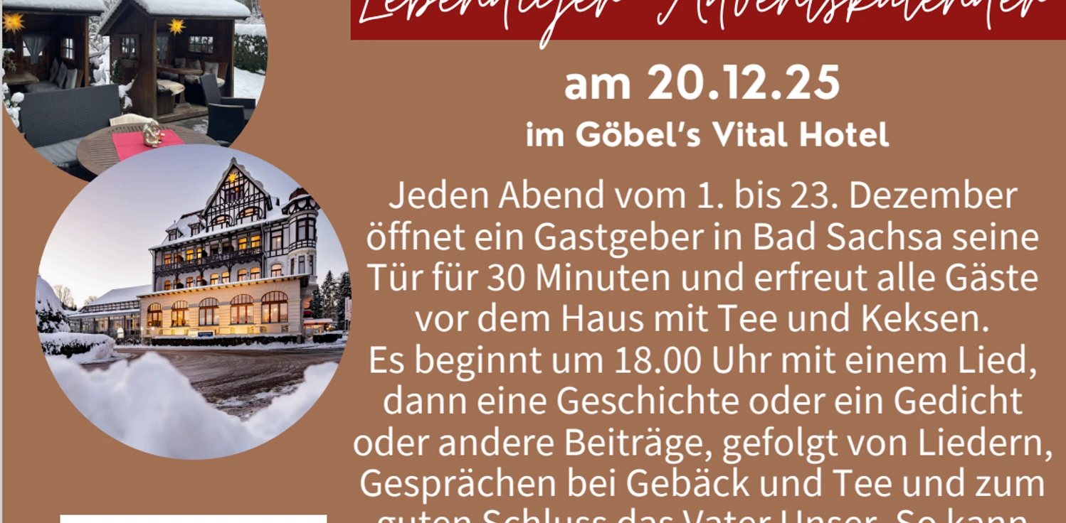 Einladung zum Lebendigen Advent im Göbel`s Vital Hotel