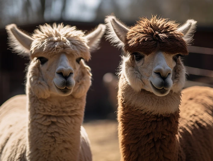 Cute livestock looking at camera in pasture generative AI