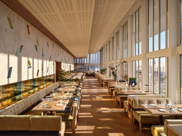 Flemings Selection Hotel Frankfurt-City - Restaurant Restaurant Lichtdurchflutetes Restaurant mit großen Fensterfronten und stilvollem Ambiente.
