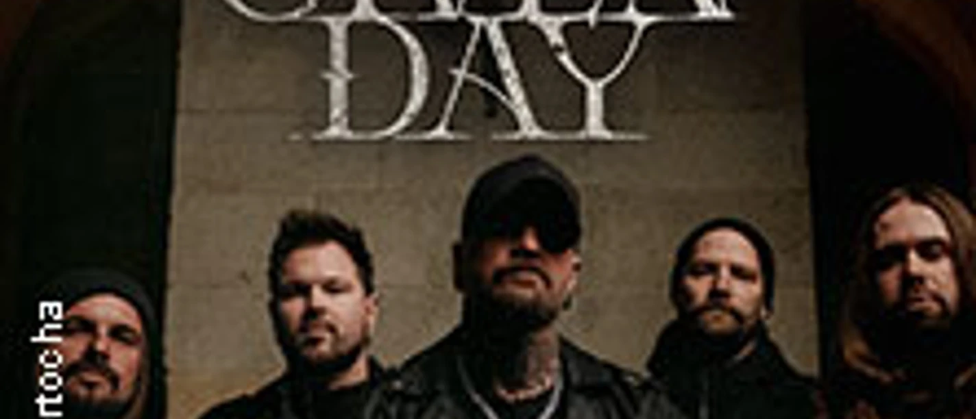 Fünf Musiker in dunkler Umgebung unter dem Schriftzug Any Given Day.