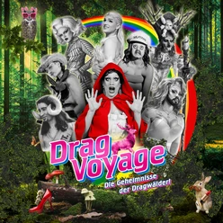 Drag Voyage The cover picture for the Drag Voyge event shows a photo collage with cut-outs of 8 people dressed elaborately and imaginatively.